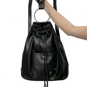 Foxblood Black Big O Ring Backpack Purse Bag